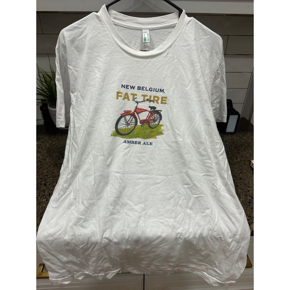 new belgium fat tire amber ale white tee‎ xl